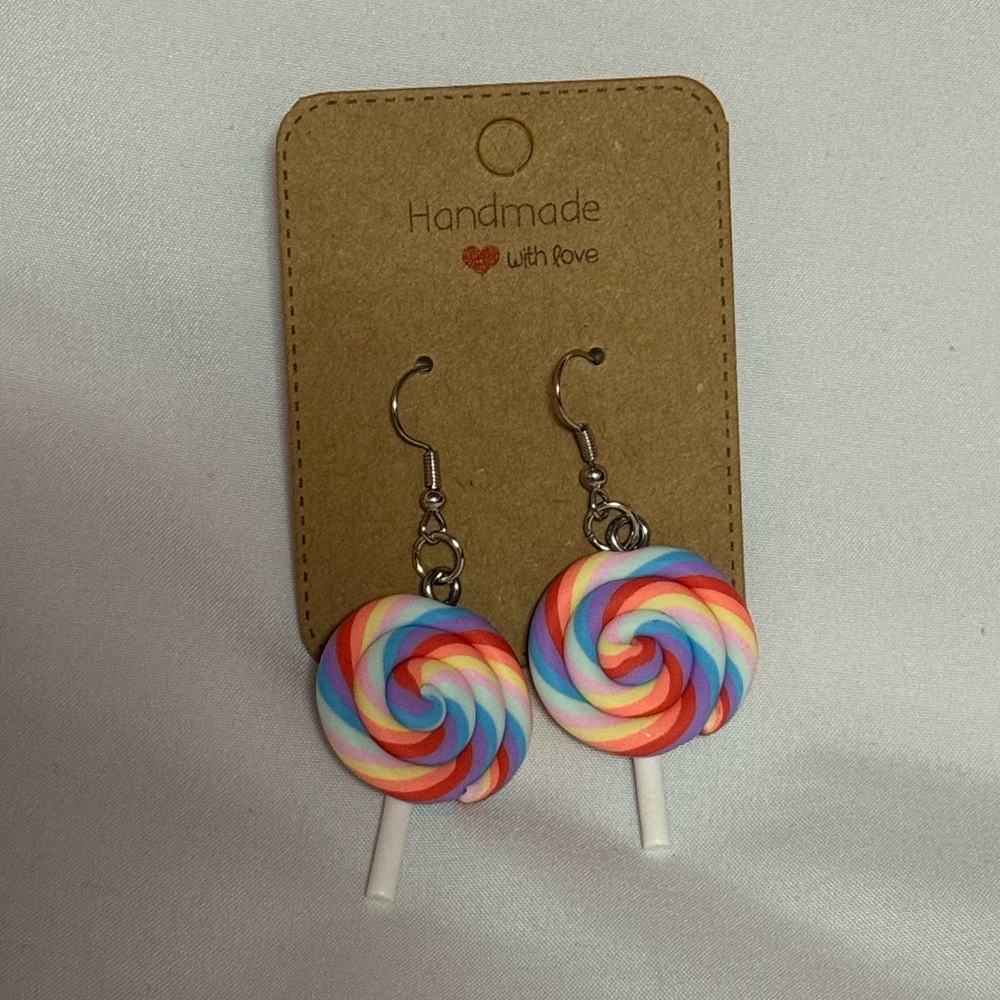 Handmade Rainbow Lollipop Earrings